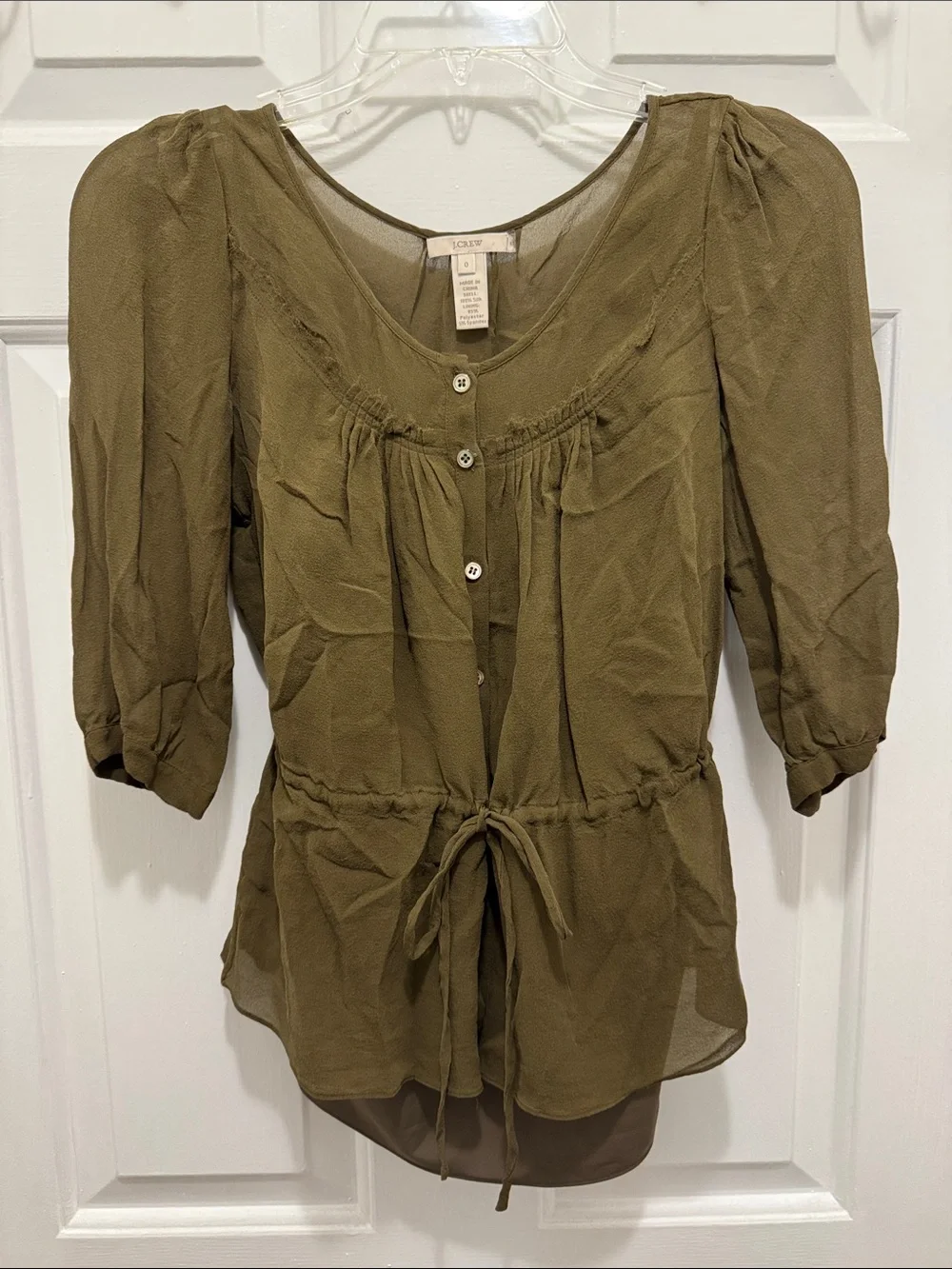Jcrew 2-piece button up tie waist silk blouse
